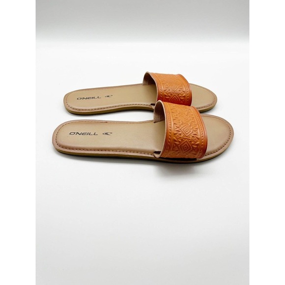 O’Neill Crisp Orange Aztec Embossed Slip On Womens Sandals Size 9 Slides - Picture 3 of 10